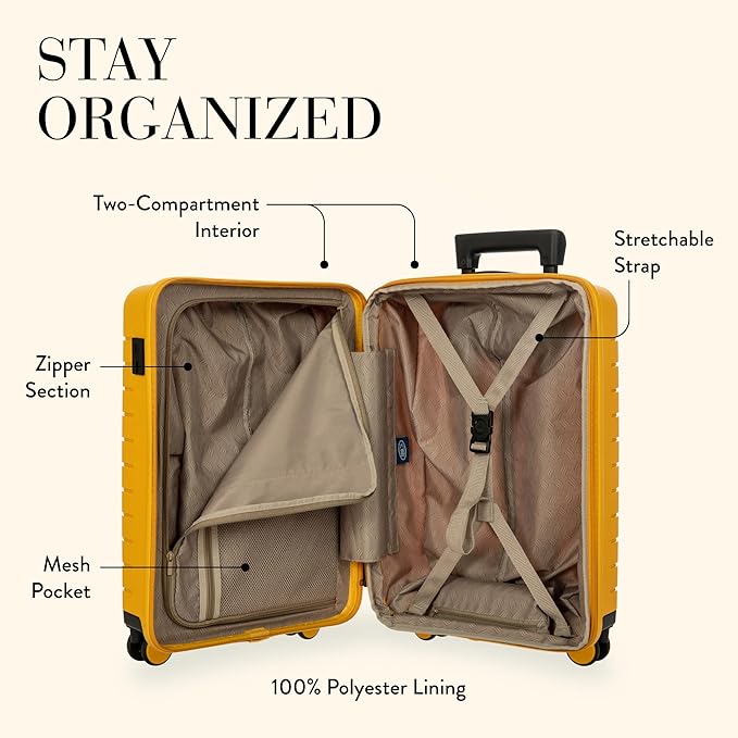Bric's B|Y Ulisse Spinner Carry-On Suitcase, Lightweight Expandable Hard Shell Luggage with TSA Lock and Smooth 360° Wheels 21 Inch – Mango