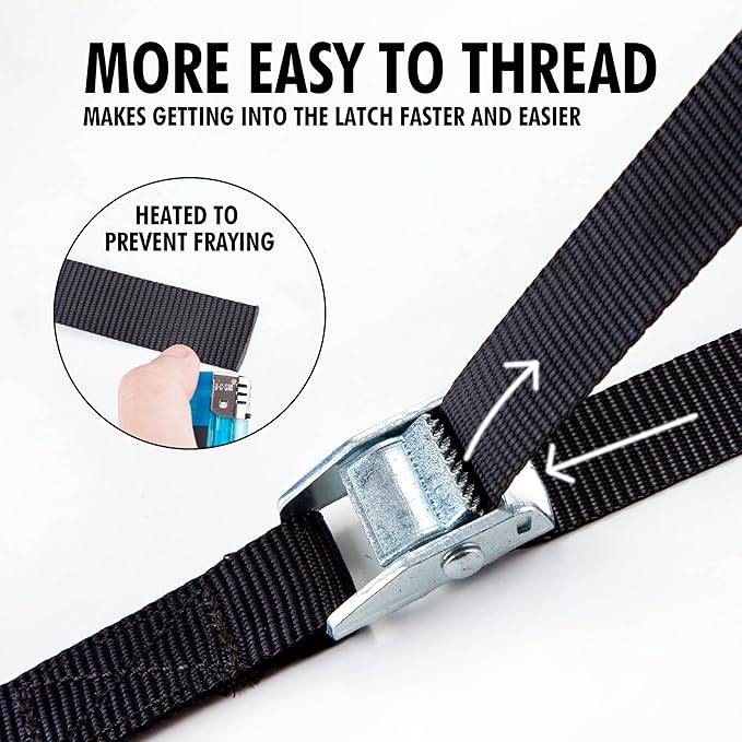Cartman 1" x 12' Lashing Straps Cargo Tie-Down Strap Up to 600lbs, 16pk in Carry Bag, Black