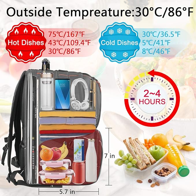 VECKUSON Lunch Bag Backpack, Insulated Cooler Lunch Box, Extra Large 17.3 inch Laptop Backpack with USB Port for Women and Men, Orange