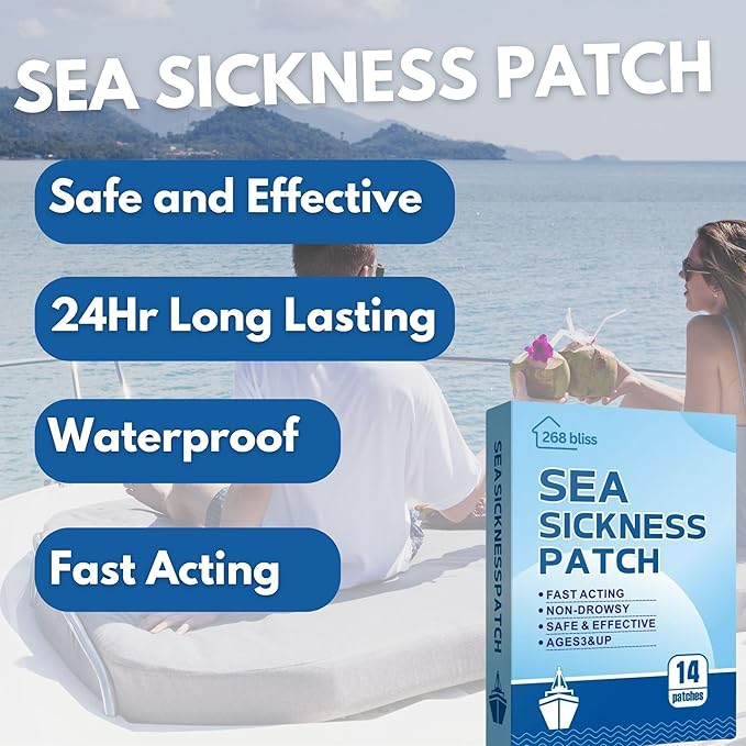 Sea Sickness Patch for Cruise - Cruise Must Haves - Cruise Ship Essentials for Carnival, Princess, Norwegian, Holland America, MSC & Major Cruise Lines-Travel Essentials for Adults and Kids