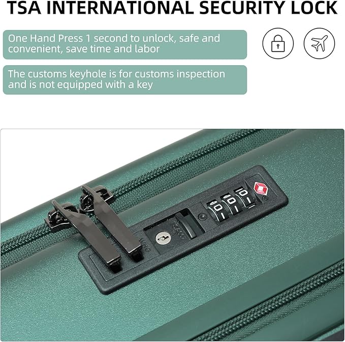 Carry On Luggage, 20Inch & 29 Inch Top Opening Airline Approved ABS+PC Hard Shell Suitcases with Silent Wheels, TSA Lock,Front Pocket and Wet-dry Separated Six-piece Set