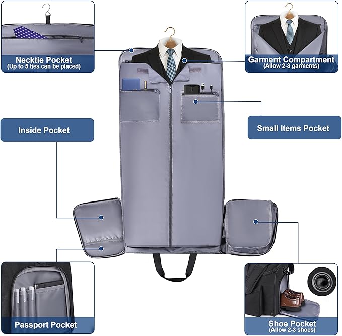 Convertible Duffle Bags for Travel Carry On Suit Duffle Bags with Shoulder Strap 2 in 1 Hanging Garment Duffle Bag for Men Women