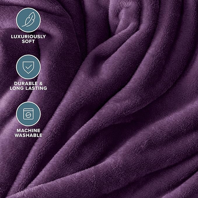 Bare Home Fleece Blanket - King Size - Ultra-Soft Lightweight for Bed, Sofa, and Couch - Luxury Microplush - Cozy Warm Blanket (King, Plum)
