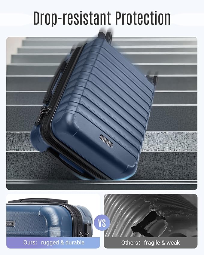 LIGHT FLIGHT Luggage Sets, Carry On Luggage 22x14x9 Airline Approved, Carry On Travel Bag Suitcases with Wheels, Expandable Hardside Lightweight Rolling with TSA Lock 2-Piece Set (DB/20),Rose Purple