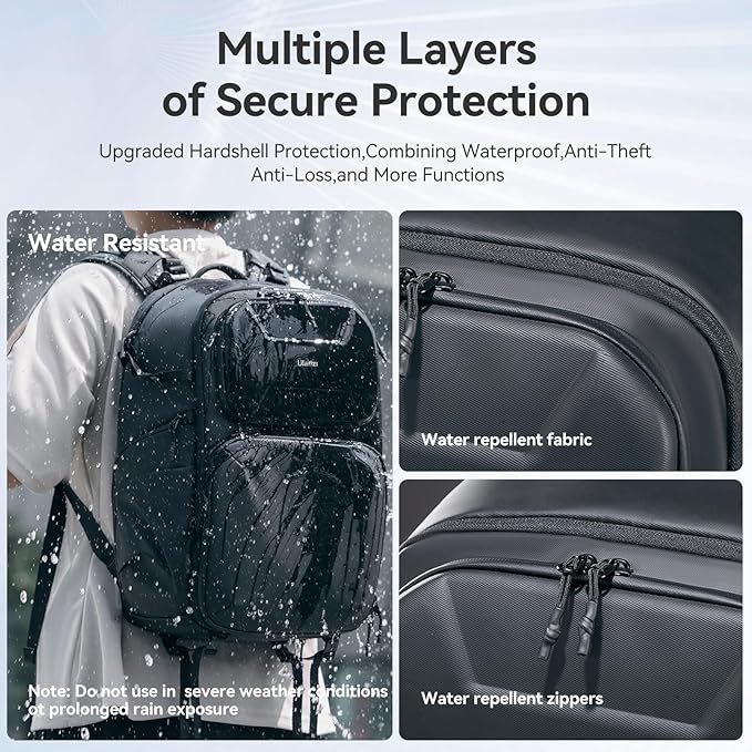 ULANZI BP10 Hardshell Camera Backpack 35L for DSLR Professional Photography Video Accessories Travel Tripod Strorage Large Splash-proof Hardshell Bag for Sony Canon Women Men w Tripod&Laptop Holder