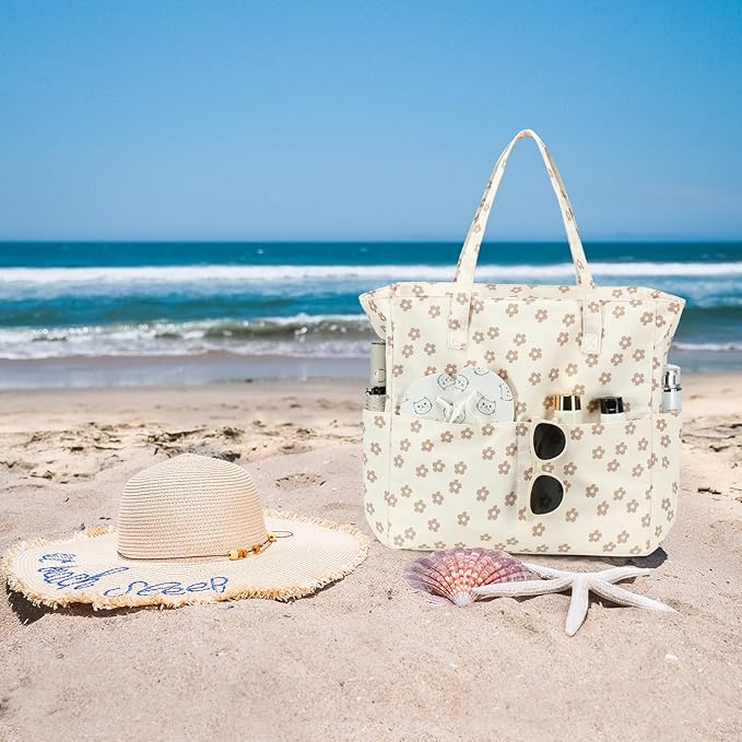 Beach Pool Bags Tote for Women Ladies Large Gym Tote Carry On Bag With Wet Compartment for Weekender Travel Waterproof