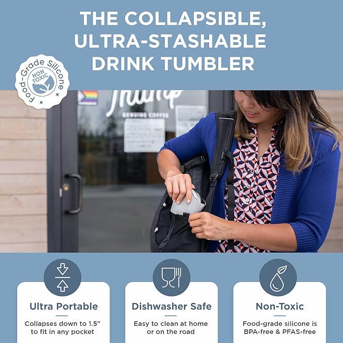 HYDAWAY 16oz Collapsible Tumbler - BPA-Free, Reusable Silicone Cup with Lid & Insulating Sleeve - Perfect for Coffee, Travel, and Everyday Use