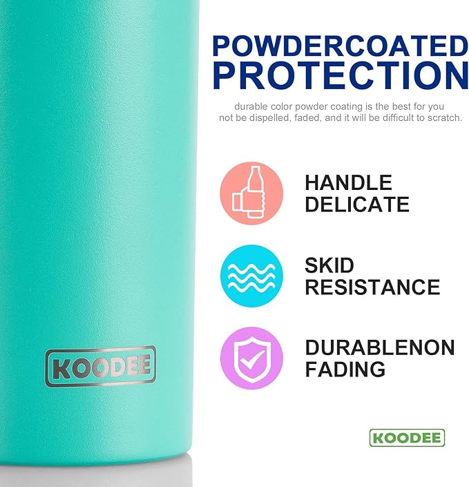 koodee 20 oz Tumbler with Lid and Straw -4 Pack Insulated Skinny Tumblers Stainless Steel Double Wall Water Cup (Yellow/Teal/Sky Blue/Wine Red)