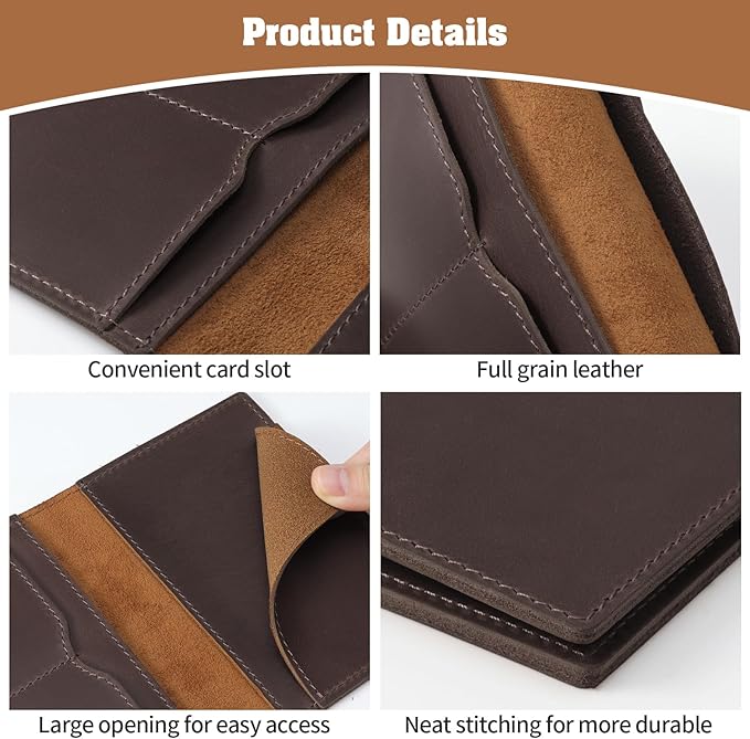 Jack&Chris Leather Passport Holder, Handmade Passport cover, Travel Wallet Cover Case for Men and Women, Leather Travel Documents Organizer Protector, JC107