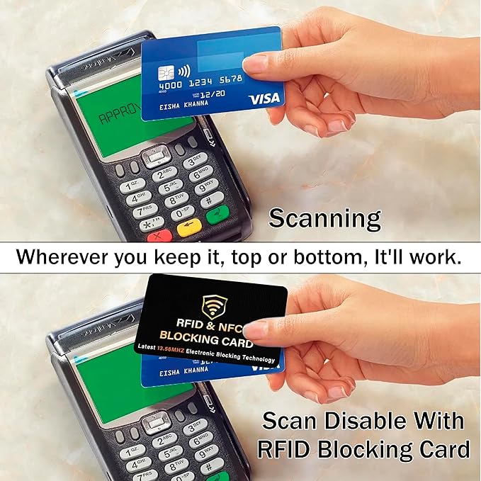SaiTech IT 10 Pack RFID Blocking Card, One Card Protects Entire Wallet Purse, NFC Contactless Bank Debit Credit Card Protector ID ATM Guard Card Blocker–(Black)
