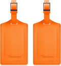 Travelambo Luggage Tags for Suitcases Faux Leather Privacy Protection 2 Pack Bag Tags Travel Accessories Essential, Hot Orange