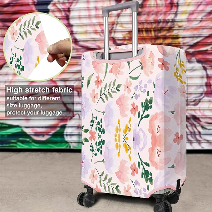 Travel Luggage Cover Suitcase Protector Fits 18-32 Inch Wheel Covers PatternedTravel Related Items Flower Luggage Protector Elastic M