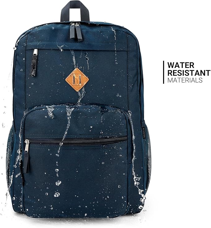 ZORFIN 36L Backpack for College, and Travel: Water Resistant Bookbag - Steel blue