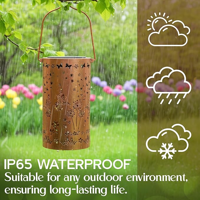 FLAGWIX Sympathy Gifts for Loss of Loved One - Christmas Memorial Solar Lanterns Outdoor Waterproof Decor - Hummingbird Gifts for Women, Memorial Gift for Mom Grandma, Decorative Lantern for Garden