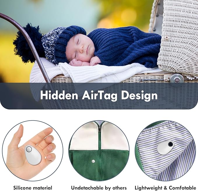 for Airtag Holder for Kids Hidden 2 Pack GPS Tracker Case, Anti-Removal Security Air Tag Case with Pins, GPS Cover Suitable for Children, Elderly, Pets, Backpack, Luggage (Black, White)