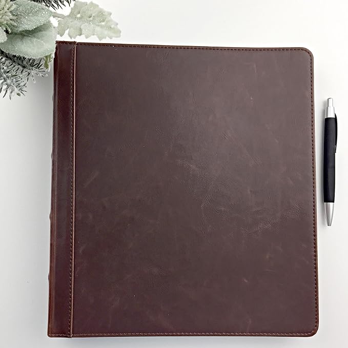 Samsill Vintage Leather 3 Ring Binder, Professional Organizer, Planner, 1 Inch Round Ring (Holds 200 Sheets), Letter Size 8.5 x 11, No Zipper, Brown