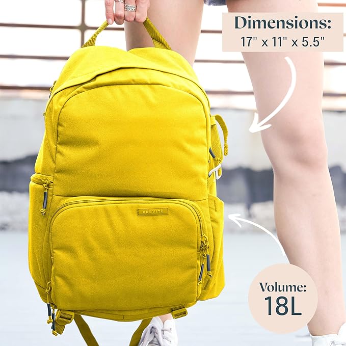 BREVITE - The Jumper - Compact Camera Backpacks for Photographers - A Minimalist & Travel-friendly Photography Backpack Compatible With Both Laptop & DSLR Accessories 18L (Lemon Yellow)