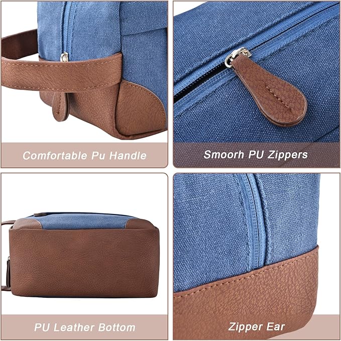 Litvyak Duffle Bag for Travel, 50L Canvas Travel Duffel Bags Overnight Weekend Gym Carry On Luggage Bag for Men & Womenn(Blue+Toiletry Bag)