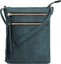 DELUXITY | Crossbody Purse Bag | Functional Multi Pocket Double Zipper Purse | Adjustable Strap | Medium Size Purse |GN