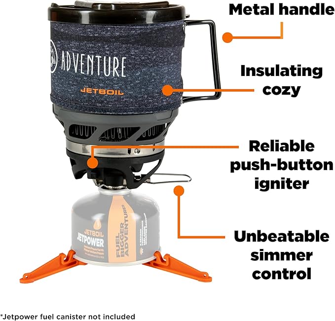 Jetboil MiniMo Camping and Backpacking Stove Cooking System with Adjustable Heat Control