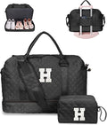 Gifts for Teen-Girls-Initial Duffle Bag with Shoe Compartment, Personalized Weekender Bag, Monogram Overnight Bag, Travel Bag with Makeup Bag，Birthday Gift Graduate Gifts for Her (Letter H)
