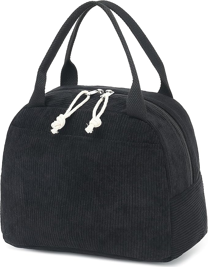 Bluboon Lunch Bag for Women Men Cute Corduroy Lunch Tote Bags Reusable Insulated Lunch Box Large Capacity Reusable Insulated Cooler for Work Picnic or Travel