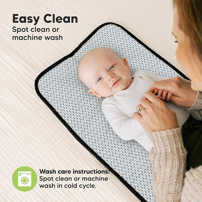 KeaBabies Portable Diaper Changing Pad, Easy Wipe Clean - Foldable Waterproof Baby Changing Mat for Diaper Bag, Compact, Lightweight, 25x13 Baby Changer Travel Essential, Machine Washable (Pixel)