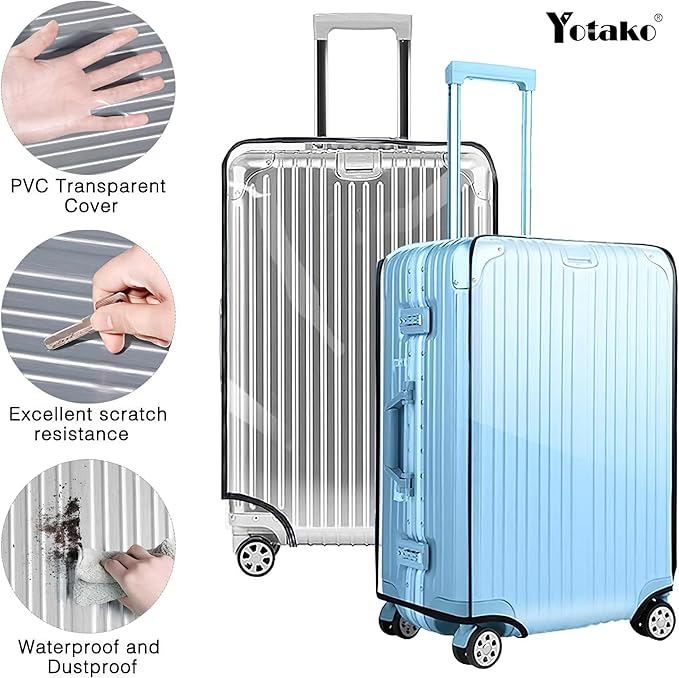 Yotako Clear PVC Suitcase Cover Protectors 20 Inch Luggage Cover for Wheeled Suitcase 20''