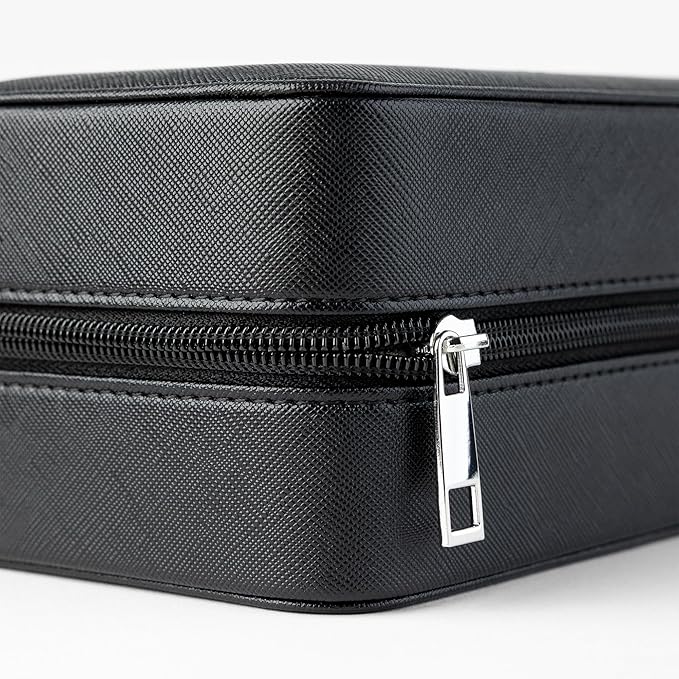 Watch Travel Case for Men | Leather Watch Case with 3 Slots | Perfect Travel Watch Organizer | Portable Watch Carrying Case for Men (Black/Grey)