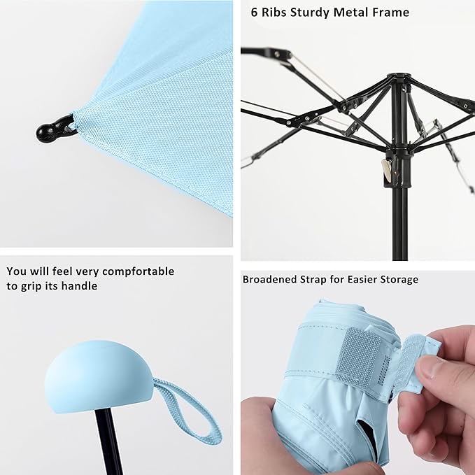 BAODINI Travel Mini Umbrella for Purse With Case-Small Compact UV Umbrella Protection Sun-Lightweight Tiny Pocket umbrella a with Case for Women, Girls
