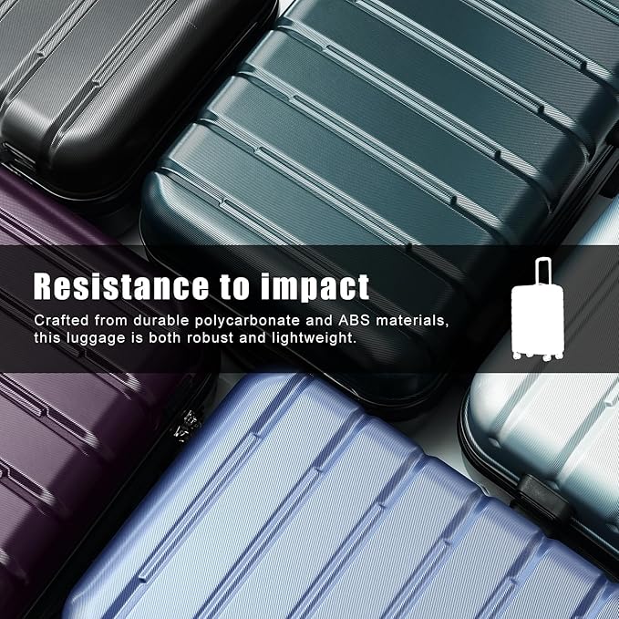 Coolife Luggage Suitcase Carry-on Spinner TSA Lock USB Port Expandable (only 28’’) Lightweight Hardside Luggage (Gray, S(20in_carry on))