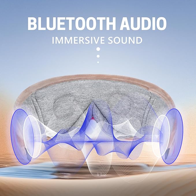 Sleep Mask with Bluetooth Headphones 3D Contour Sleeping Headphones 5.4 Wireless Bluetooth, Ultra-Thin Stereo Speakers Blackout Eye Masks for Men Women Travel Sleep