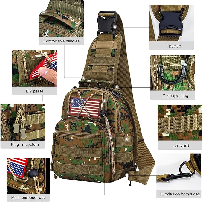 80L 2Pcs Hiking Backpack for Men with Sling Tactical Backpack - Rucksack Molle Military Tactical Waterproof Lightweight Camping Backpack 3 Day Assault Pack for Travel, Climbing, Backpacking