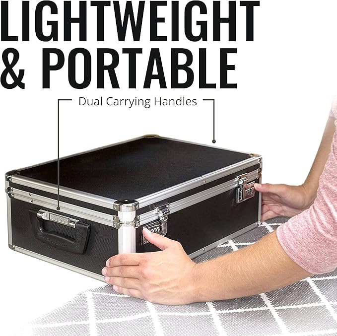 Vaultz Storage Lock Box - 6.5 x 23 x 13.5 Inch - Secure Dorm Storage Trunk with Combination Lock - Ideal Briefcase, Medicine Box, and Personal Item Lock Box - Store Cash, Laptop - Black/Silver