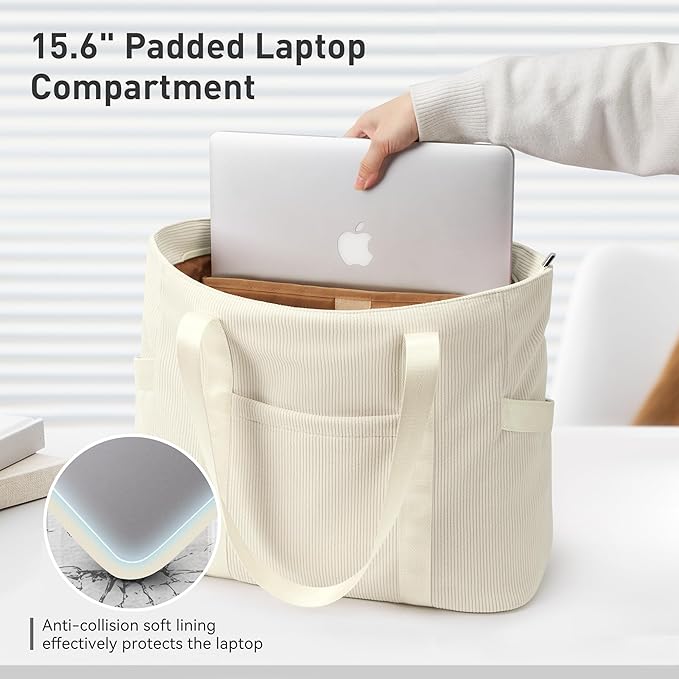 Tote Bag for Women with Zipper, Travel Tote Bags with Compartments Large Shoulder Bag Handbag for Gym Work School