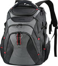 KROSER Travel Laptop Backpack 17.3 Inch XL Computer Backpack with Hard Shell Saferoom RFID Pockets Water-Repellent Business College Daypack Stylish Bag for Men/Women-Black Grey