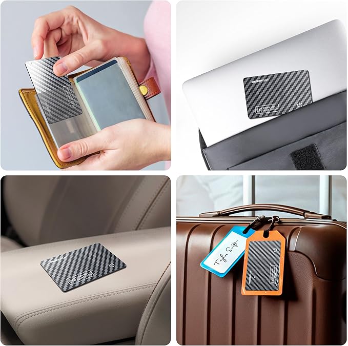 WHEREMYLUV-Item-Finder-for-Wallet, Ultra Thin Bluetooth Tracker Card Compatible with Apple Find My, Rechargeable GPS Locator, IPX8 Waterproof, Slim Smart Card for Men & Women