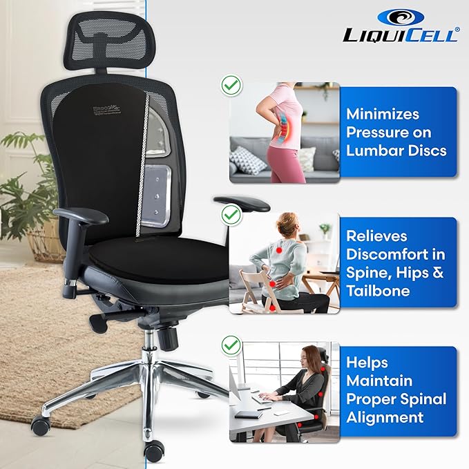 Lumbar Pillow Lower Back Support Cushion for Back Rest, Good Posture, Spine Pain, Long Sitting Hours at Chair, Office, Car Seat, Wheelchair, Large (18" W x 24”x 1.5”)