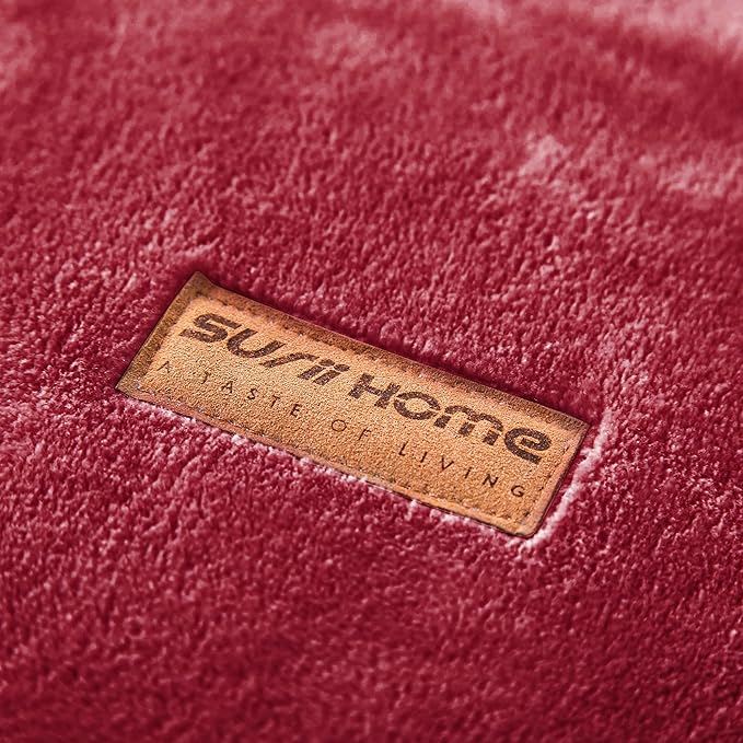 Surii Home Luxury Microfiber Flannel Blanket, Super Soft, Warm, Cozy, Fluffy, and Breathable, Perfect Throws for Bed, Couch, Sofa, for All Season Use. 350GSM Travel Size 50x60 Inches (Burgundy)