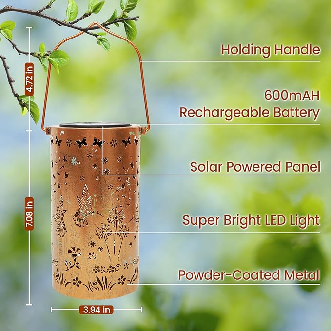 FLAGWIX Sympathy Gifts for Loss of Loved One - Christmas Memorial Solar Lanterns Outdoor Waterproof Decor - Hummingbird Gifts for Women, Memorial Gift for Mom Grandma, Decorative Lantern for Garden