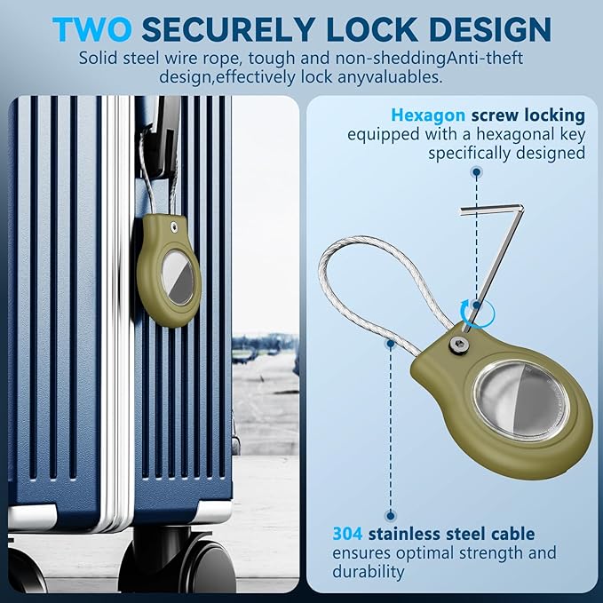 Waterproof Airtag Holder,Airtag Case with Secure Lock,Airtags Keychain for Apple Airtag,Anti-Lost Protective Cover Air tag Accessories for GPS Item Finder Tracker Luggage,Key,Pet,Cat Dog,Cedar Green