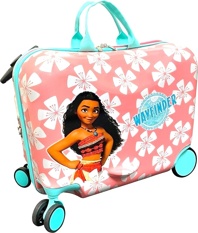 Fast Forward Ride-On 18" Suitcase For Kids/Tow-Along Toddler Carry-On Luggage With Wheels (Moana)