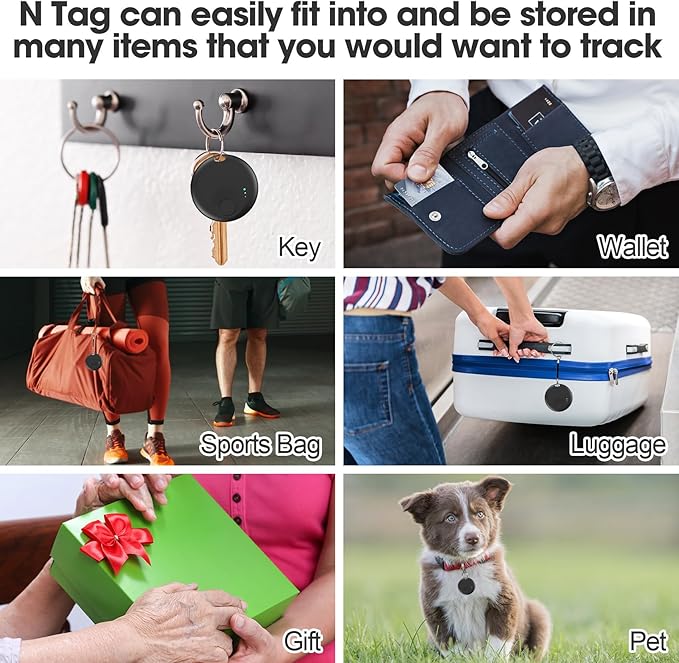 Air Tag for Android or iOS, Air Tags-4 Pack Smart Tag, Dual System Both iOS and Android Tracker Tags, Find My or Google'S Find Hub App, Keys Finder Item Locator for Wallets, Suitcases (Black)