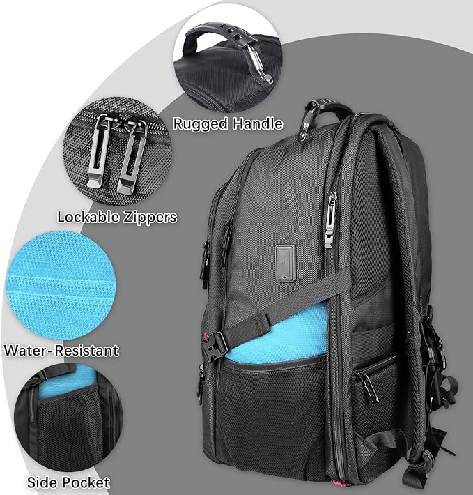 18.4 Inch Extra Large Backpack, Carry on Backpack, 55L Travel Laptop Backpack, Water Resistant Casual Hiking Daypack, Computer Bag with USB Port, College School Backpack for Men Women, Blue