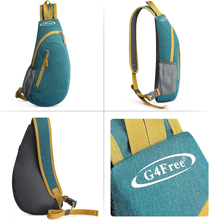 G4Free Sling Bag for Men Women, Small Crossbody Backpack Lightweight Chest Shoulder Bags for Travel, Outdoor and Sports (Teal Green)