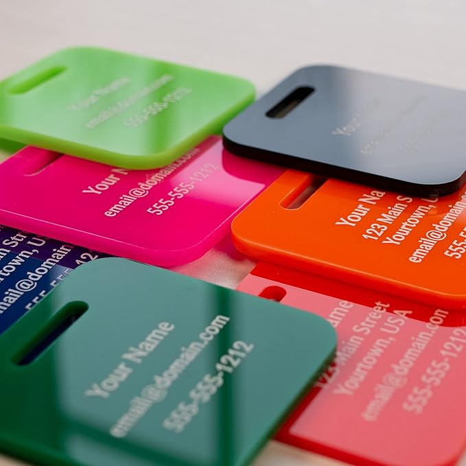 Custom Luggage Tags (3 or 6 Pack) - Personalized Unique Suitcase & Backpack Travel, Durable, Waterproof & Heavy Duty (Dark Blue)