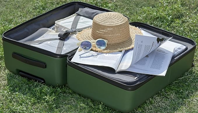 Trunk Luggage 22 Inch, Small Checked Luggage with Double Spinner Wheels, Anti-Burst Zipper, Hard Case PC Suitcase, Lightweight Travel Luggage, TSA Approved (Pearl White, Hudson)