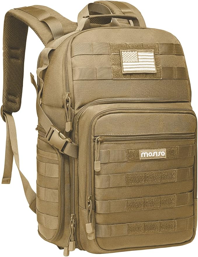 MOSISO Camera Backpack, DSLR/SLR/Mirrorless Tactical Camera Bag Case with Laptop Compartment Compatible with Canon/Nikon/Sony, Khaki