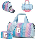 Gifts for 4 5 6 7 8 9 10 Year Old Girls-Girl Gym Bag with Shoe Compartment, Kid Personalized Weekender Overnight Bags, Initial Travel Tote with Makeup Pouch, Gift for Daughter (Letter G)