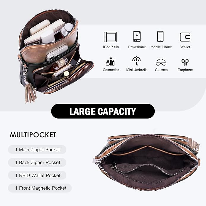 Crossbody Purse for Women,Lightweight Medium Crossbody Bag Soft Leather Women's Shoulder Handbags with Tassel